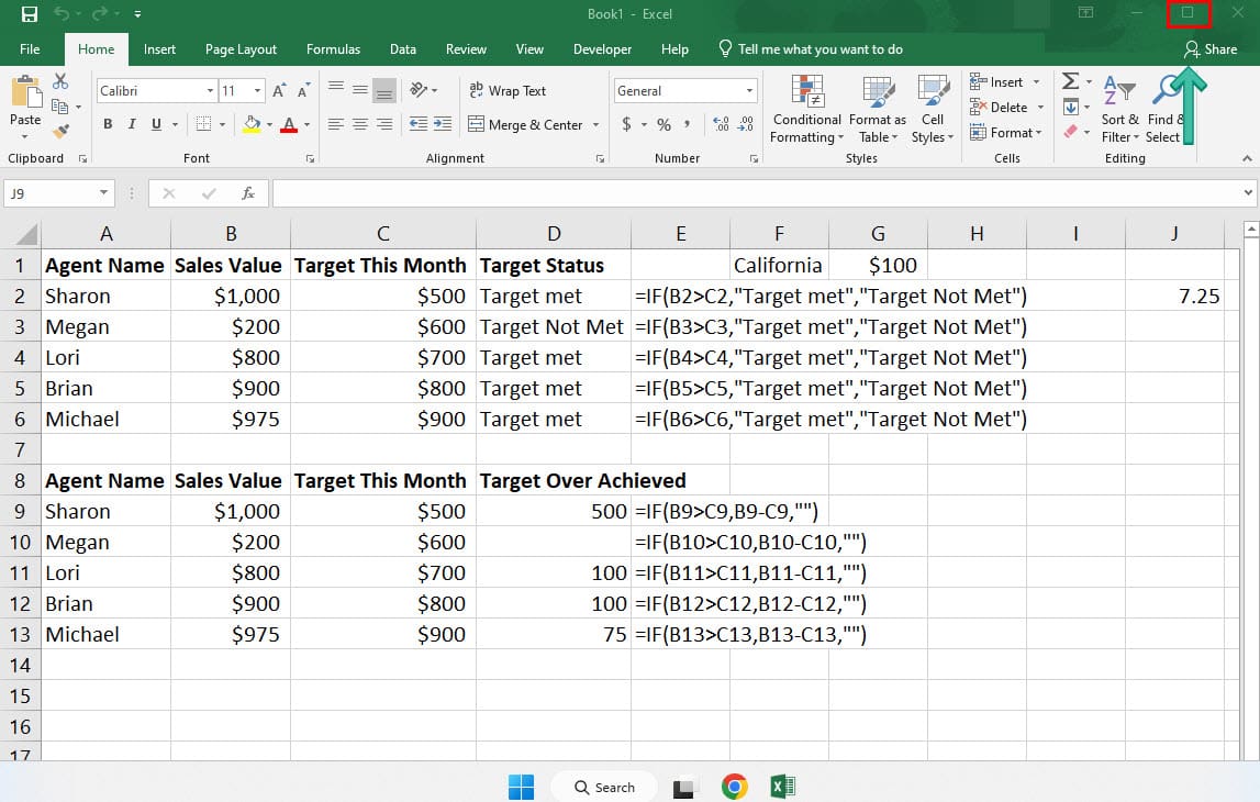 Resolve Excel Status Bar Missing by Exiting Windowed Mode