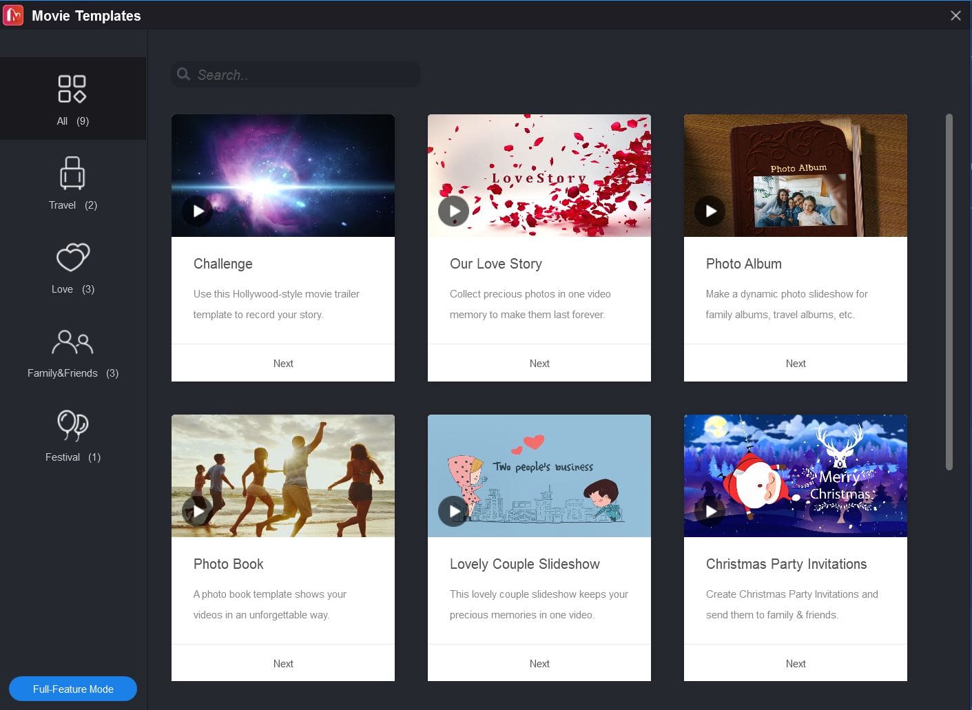 The MiniTool MovieMaker Template Library