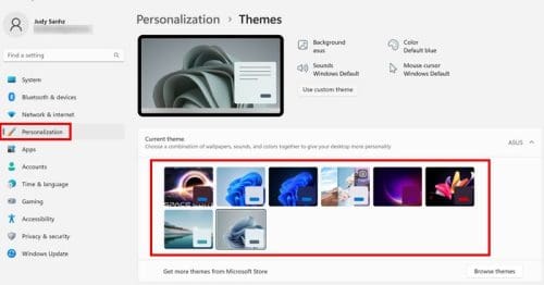 Windows 11 Themes Settings
