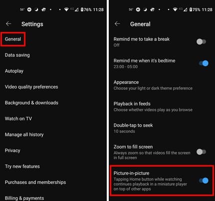 Enable pic-in pic YouTube App