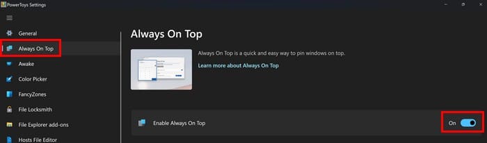 Always on top from PowerToys