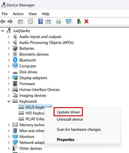 Update keyboard driver Windows 11